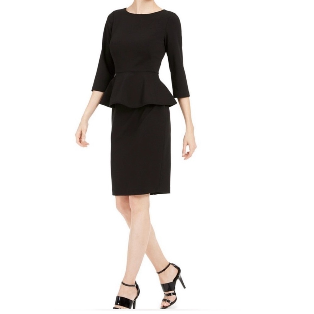 Calvin Klein Elegant Black Peplum Dress size 8